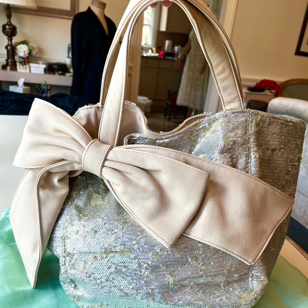 Deux Lux Sequin Bag with Leather Bow